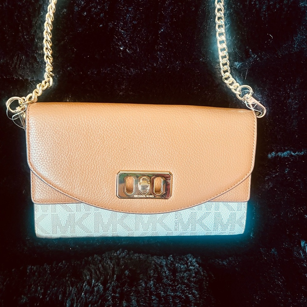 Michael Kors Tan and Cream Crossbody Bag